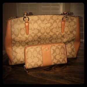 Coach signature handbag and wallet-preowned